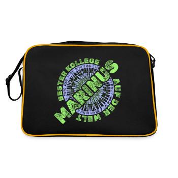 Marinus als Mitarbeiter - Retro Tasche - Schwarz/Gold - Hinten