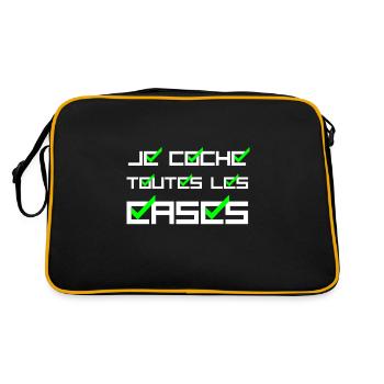 JE COCHE TOUTES LES CASES ! (amour,succès) blanc - Sac Retro - noir/or - Dos
