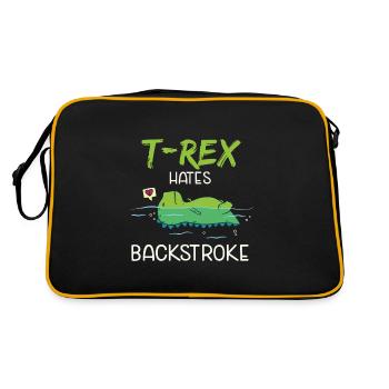 T-Rex Hates Backstroke Funny Swimming Dinosaur - Retro Bag - black/gold - Back