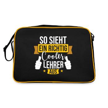 Lehrer Geschenkidee Lehramt Lieblingslehrer - Retro Tasche - Schwarz/Gold - Hinten