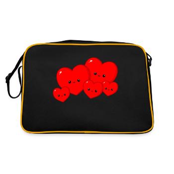 Herz - Familie - Retro Tasche - Schwarz/Gold - Hinten