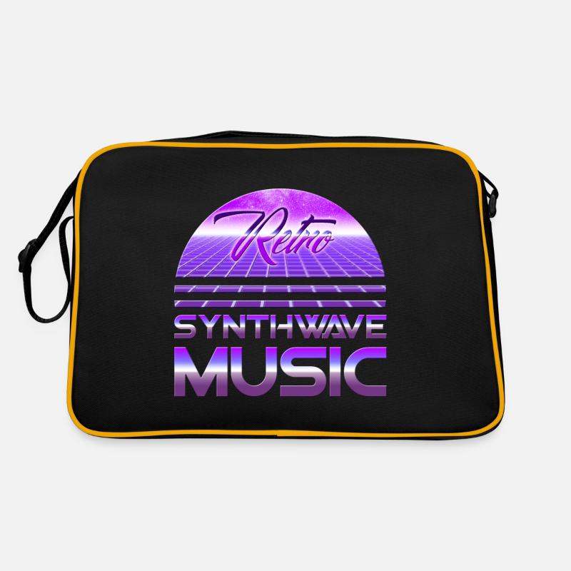 80s Neon Retro Synthwave Music Electronic Wave - Retro Tasche - Schwarz/Gold