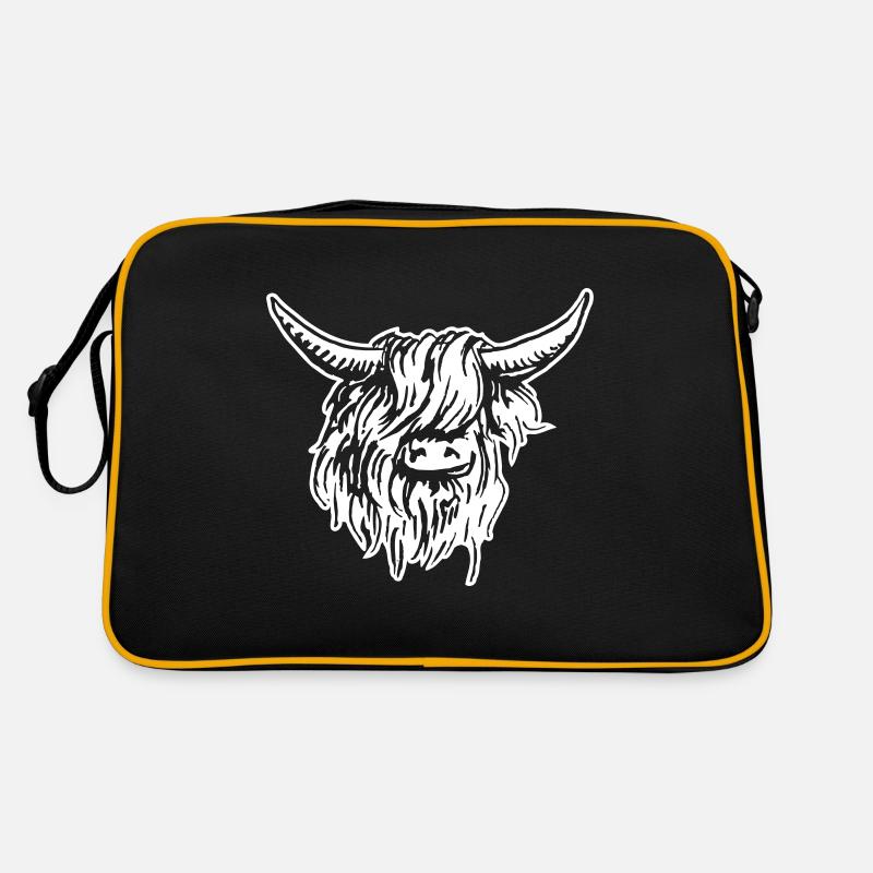 écossais highlander 03 blanc Sac Retro