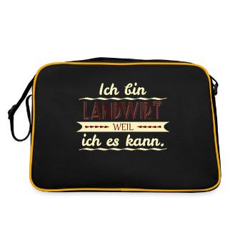 landwirt weil ich es kann - Retro Tasche - Schwarz/Gold - Hinten