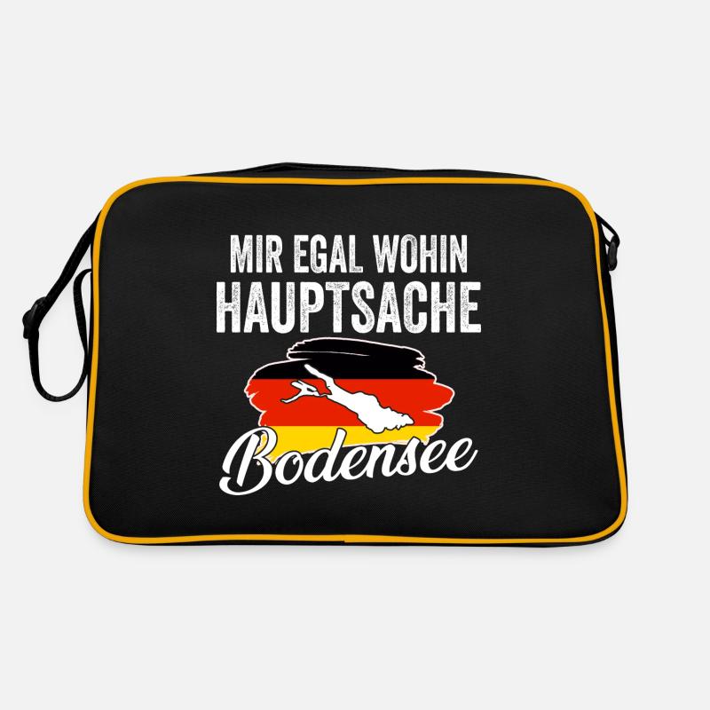 Mir egal wohin hauptsache Bodensee - Retro Tasche - Schwarz/Gold
