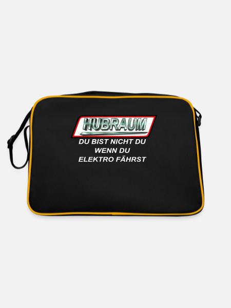 Hubraum - Du bist nicht Du wenn du elektro fährst - Retro Tasche - Schwarz/Gold - Hinten