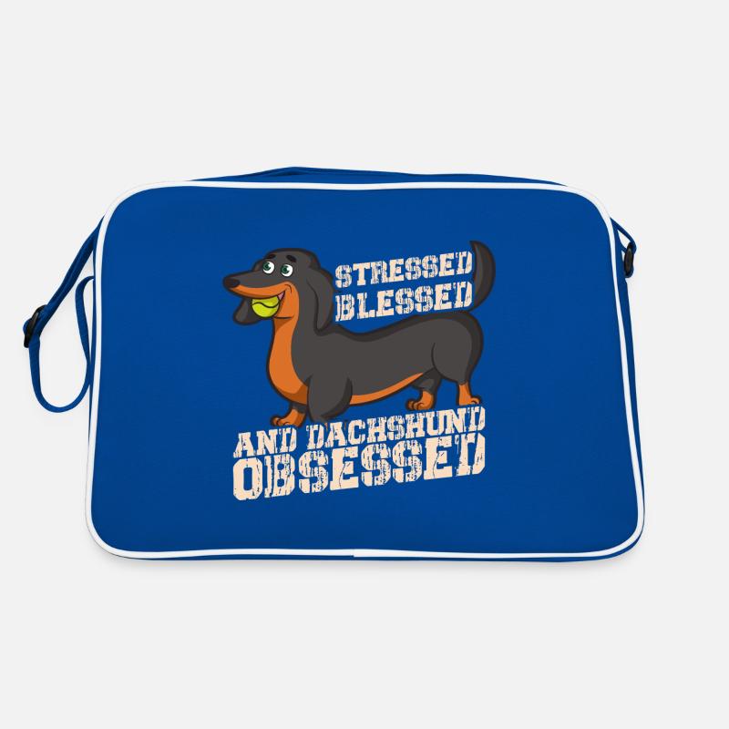 Stressed Blessed & Dachshund Obsessed Weiner Dog Retro Bag