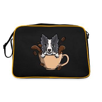 Border Collie in Coffee for Coffee Lovers - Retro Bag - black/gold - Back