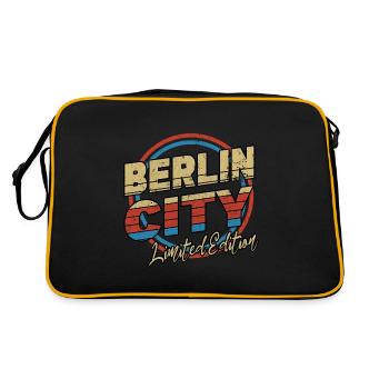 Berlin Deutschland Stadt Schrift 80er Stil - Retro Tasche - Schwarz/Gold - Hinten