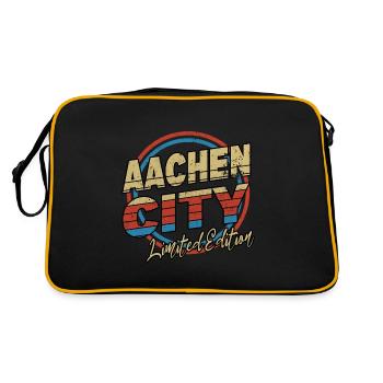 Aachen Deutschland Stadt Schrift 80er Stil - Retro Tasche - Schwarz/Gold - Hinten