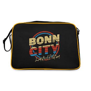 Bonn Deutschland Stadt Schrift 80er Stil - Retro Tasche - Schwarz/Gold - Hinten