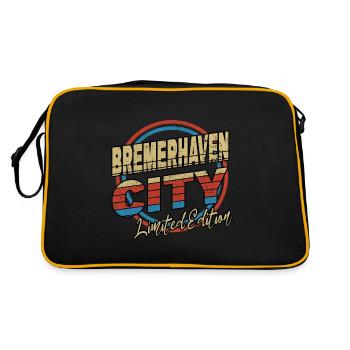 Bremerhaven Deutschland Stadt Schrift 80er Stil - Retro Tasche - Schwarz/Gold - Hinten