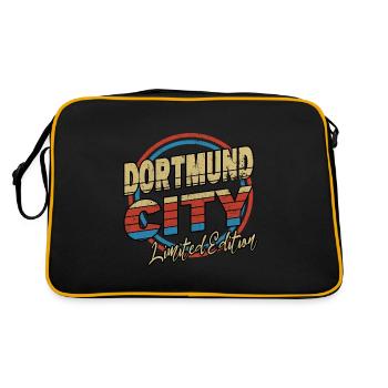 Dortmund Deutschland Stadt Schrift 80er Stil - Retro Tasche - Schwarz/Gold - Hinten