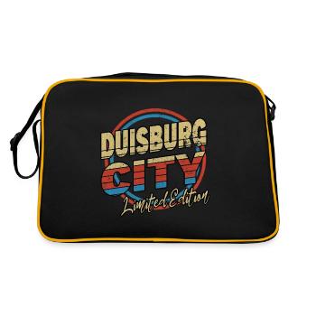 Duisburg Deutschland Stadt Schrift 80er Stil - Retro Tasche - Schwarz/Gold - Hinten