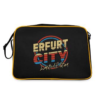 Erfurt Deutschland Stadt Schrift 80er Stil - Retro Tasche - Schwarz/Gold - Hinten