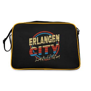 Erlangen Deutschland Stadt Schrift 80er Stil - Retro Tasche - Schwarz/Gold - Hinten