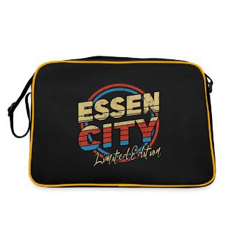 Essen Deutschland Stadt Schrift 80er Stil - Retro Tasche - Schwarz/Gold - Hinten