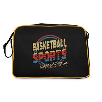 Basketball Sport Schrift 80er Stil Spieler - Retro Tasche - Schwarz/Gold - Hinten