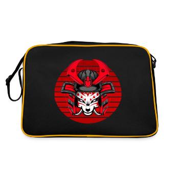 Kitsun Vaporwave Japanische Kami Vaporwave Kitsune - Retro Tasche - Schwarz/Gold - Hinten