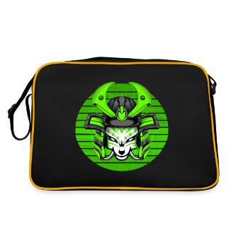 Kitsun Vaporwave Japanische Kami Vaporwave Kitsune - Retro Tasche - Schwarz/Gold - Hinten