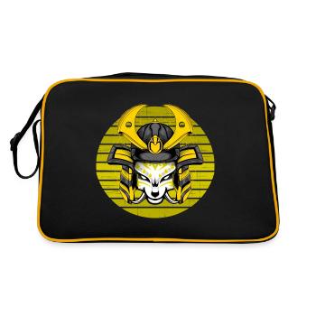 Kitsun Vaporwave Japanische Kami Vaporwave Kitsune - Retro Tasche - Schwarz/Gold - Hinten