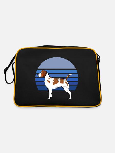 Brittany Dog Blue Retro - Retro Bag - black/gold - Back