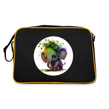 Animal fantasy elephant and cute - Retro Bag - black/gold - Back