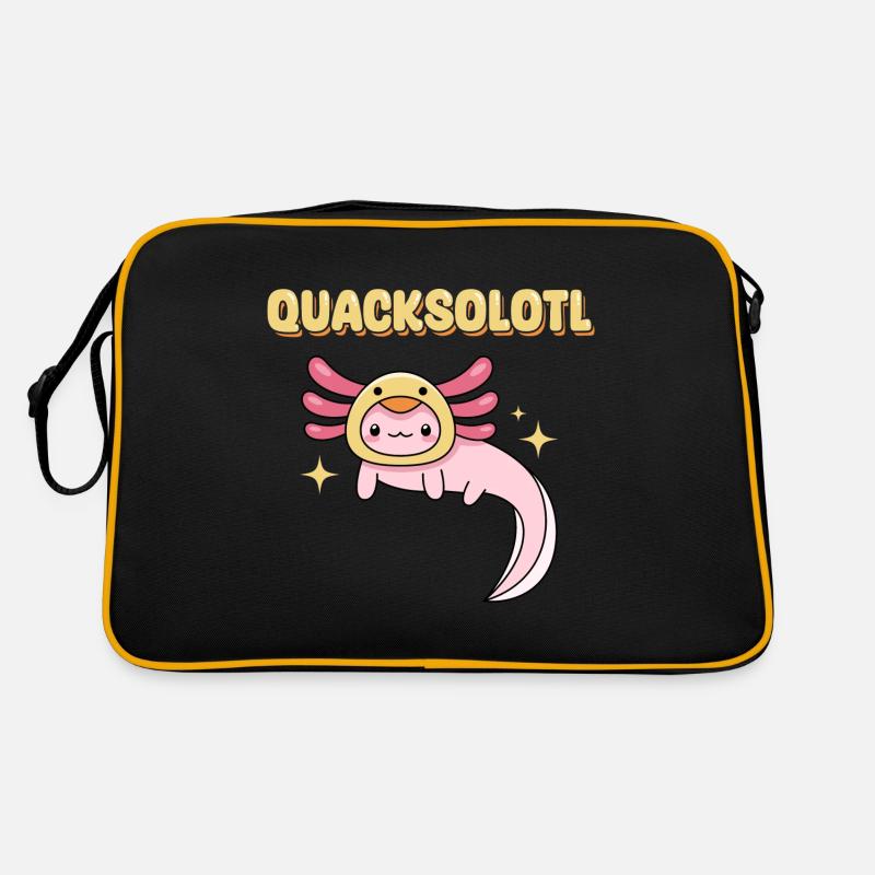Quacksolotl Jeu de mots Design pour les amateurs d’axolotl - Sac Retro - noir/or