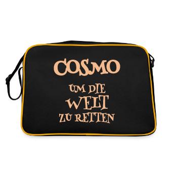 Cosmo als Helfer - Retro Tasche - Schwarz/Gold - Hinten