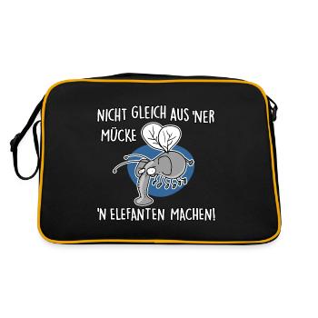 Nicht gleich aus 'ner Mücke 'n Elefanten machen - Retro Tasche - Schwarz/Gold - Hinten