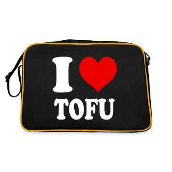 J’aime le tofu Végétalien Nourriture Légume Drôle de coeur - Sac Retro - noir/or - Dos