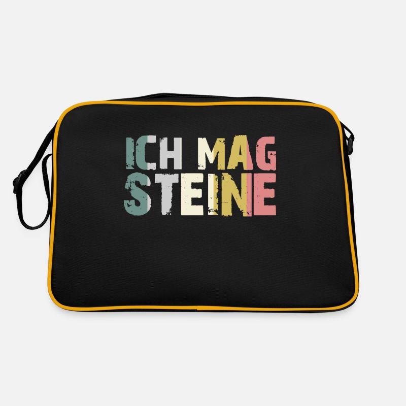 Ich mag Steine - Retro Tasche - Schwarz/Gold