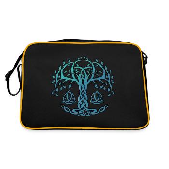 Yggdrasil Welt Baum des Lebens Wikinger nordische - Retro Tasche - Schwarz/Gold - Hinten
