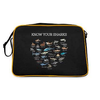 Espèces de requins Sharks Cadeau Biologie marine Océan - Sac Retro - noir/or - Dos