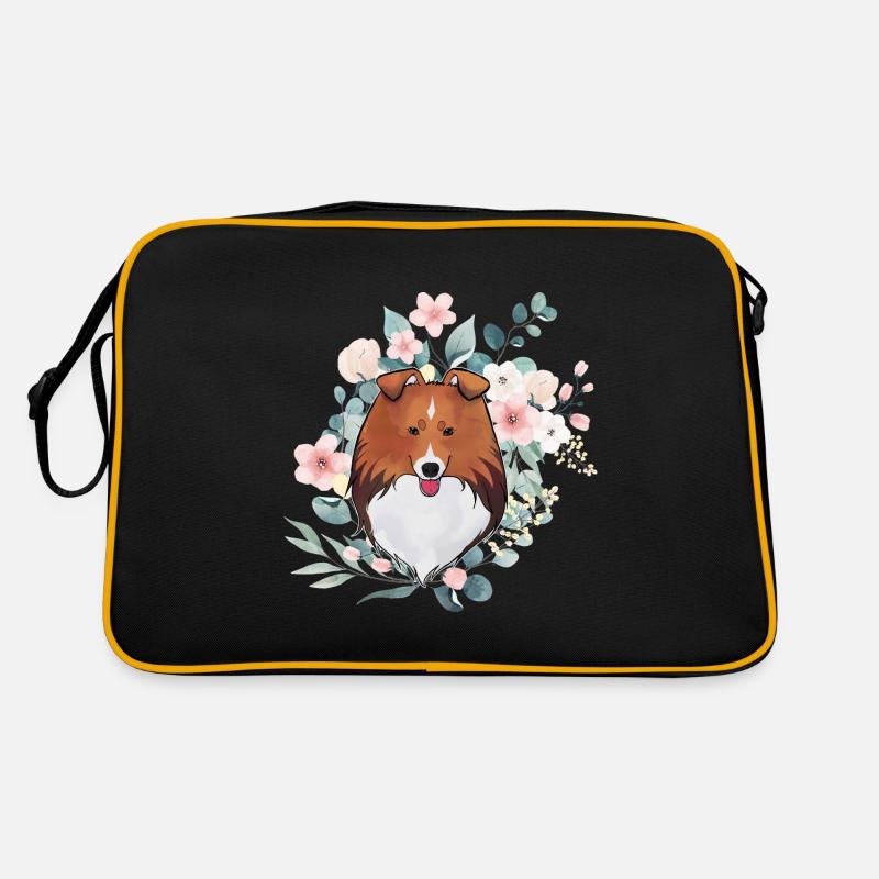 Sable shetland sheepdog with flowers Retro Bag