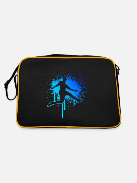 Fussball Fussballer Damen Fussballspieler Herren - Retro Tasche - Schwarz/Gold - Hinten