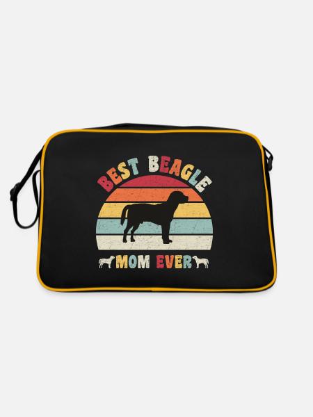 Best Beagle mom ever dog lovers vintage retro - Retro Bag - black/gold - Back
