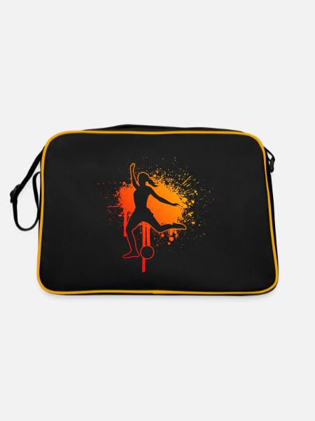 Fussball Herren Fussballspielen Fussballer - Retro Tasche - Schwarz/Gold - Hinten