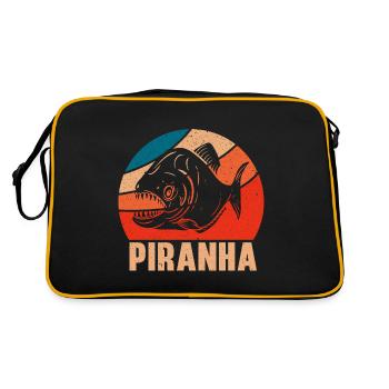 Piranha Sammler Aquarianer Aquaristik Fischhaltung - Retro Tasche - Schwarz/Gold - Hinten