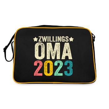 Großmutter 2023 Schwanger Werdende Oma - Retro Tasche - Schwarz/Gold - Hinten