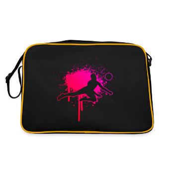 Volley Volleyballer Volleyballspieler Damen - Retro Tasche - Schwarz/Gold - Hinten