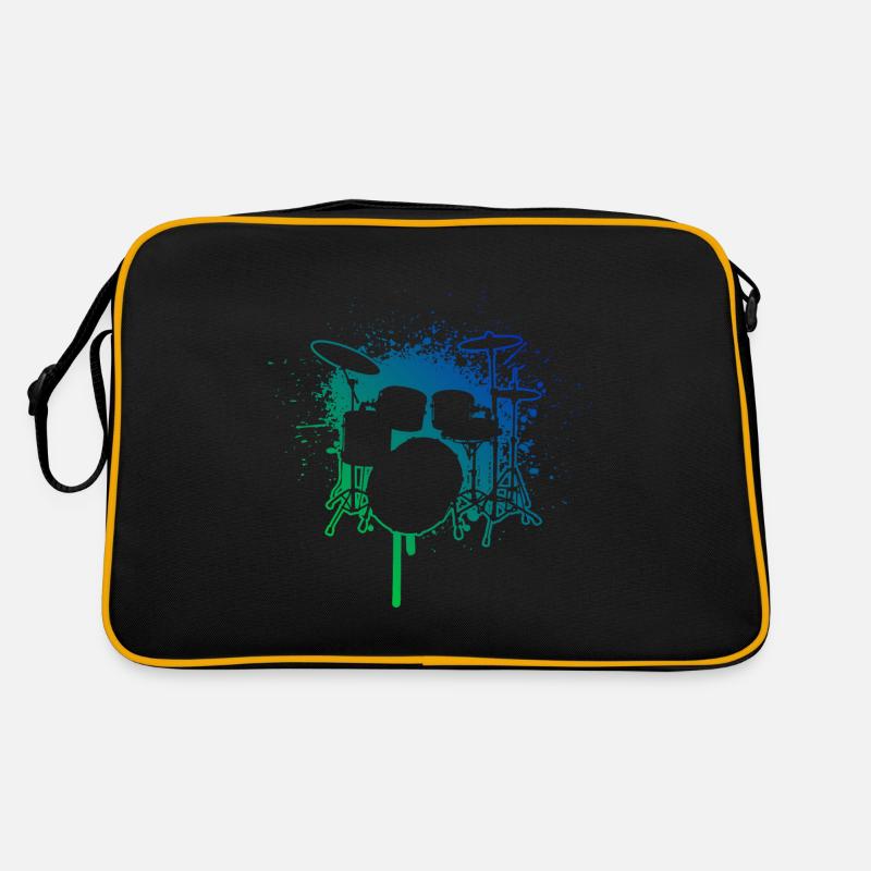 Drum Kit Drummer Playing Drums Retro Bag