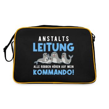Anstaltsleitung Alle Robben Hören Auf Mein Befehl - Retro Tasche - Schwarz/Gold - Hinten