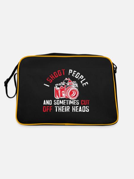 Fotografen Spruch Hobby Fotograf - Retro Tasche - Schwarz/Gold - Hinten