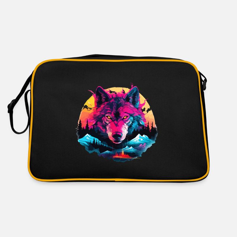 Wolf Wolf Head Wolves Wolf Pack Nature Neon Colorful Retro Bag