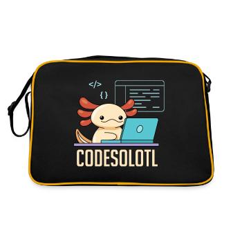 Codesolotl Pun Design for Axolotl Lovers - Retro Bag - black/gold - Back