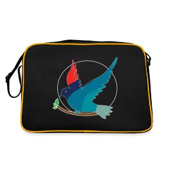 Pigeon Peace Design für Taubenliebhaber - Retro Tasche - Schwarz/Gold - Hinten
