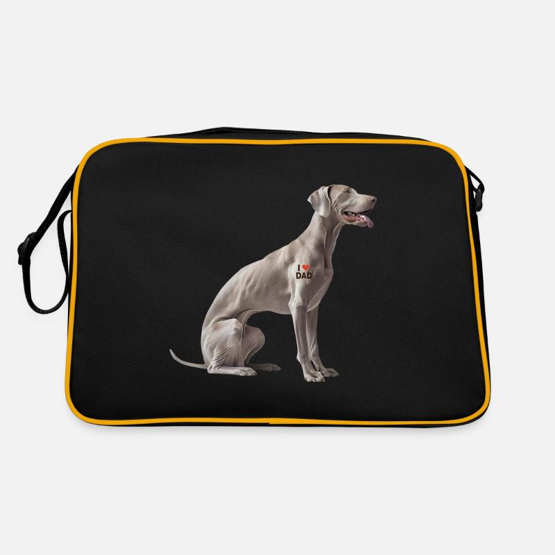 Weimaraner Dad Wapa - Retro Tasche - Schwarz/Gold