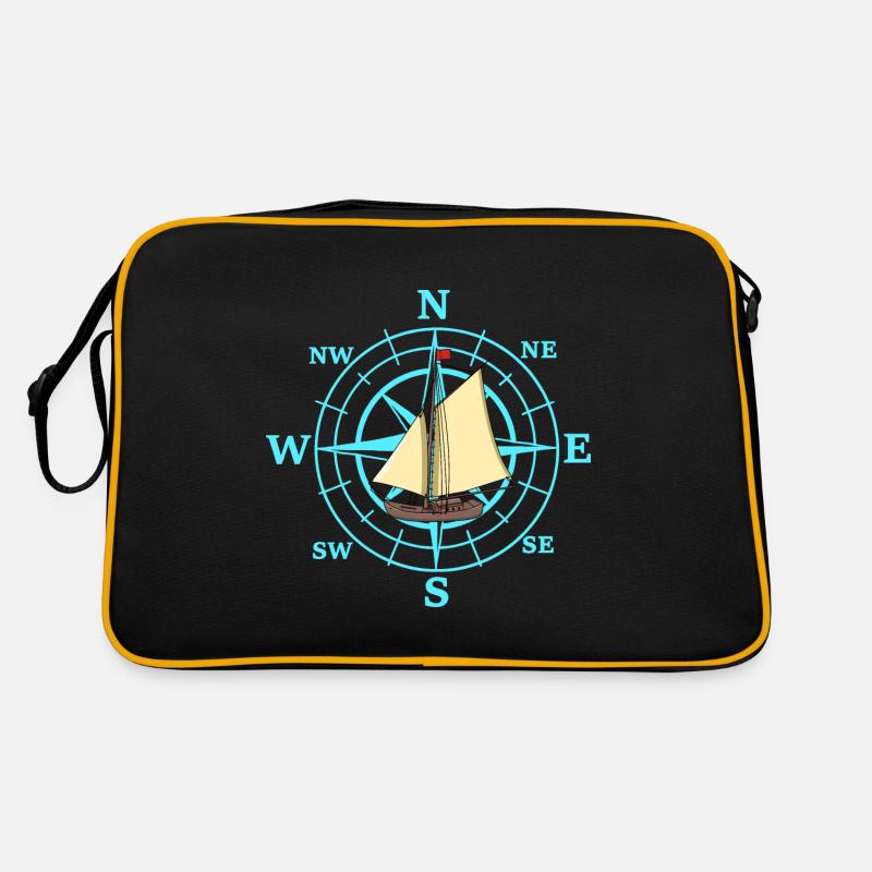 Kompass Segelschiff Schiff Schiffe Reise Retro Tasche