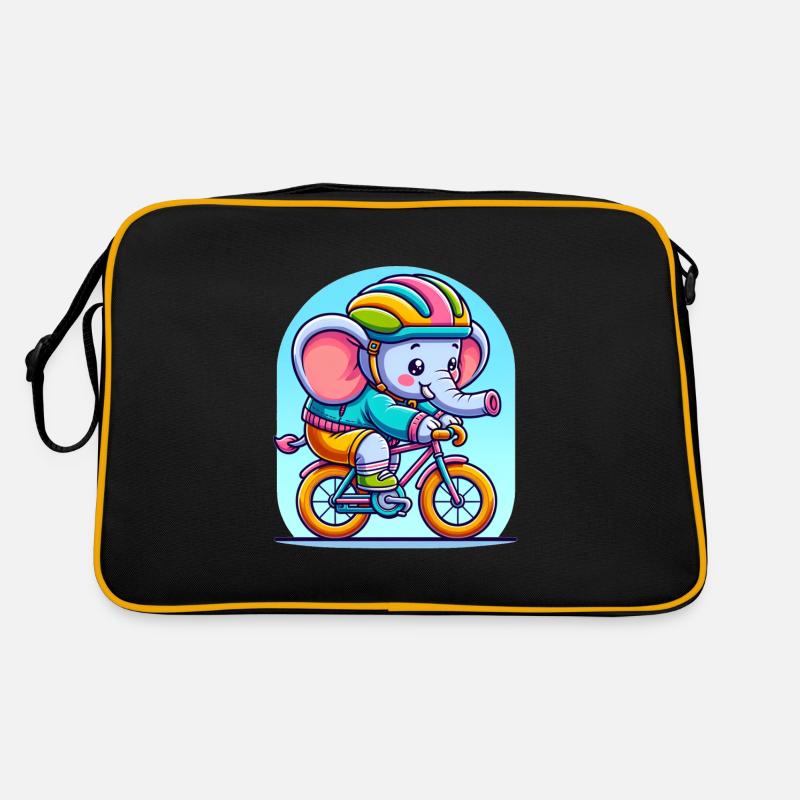 Cute Cyclist Elephant Retro Tasche